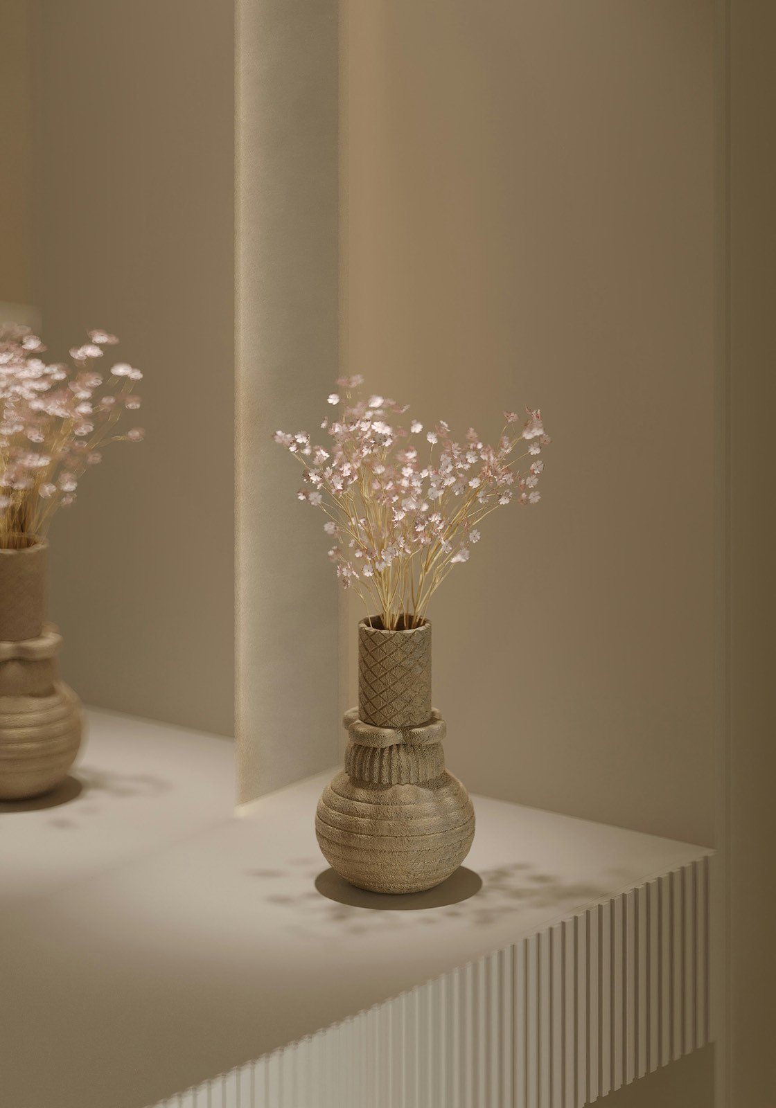Wabi-sabi interior design - quiet luxury space with neutral tones and natural textures
