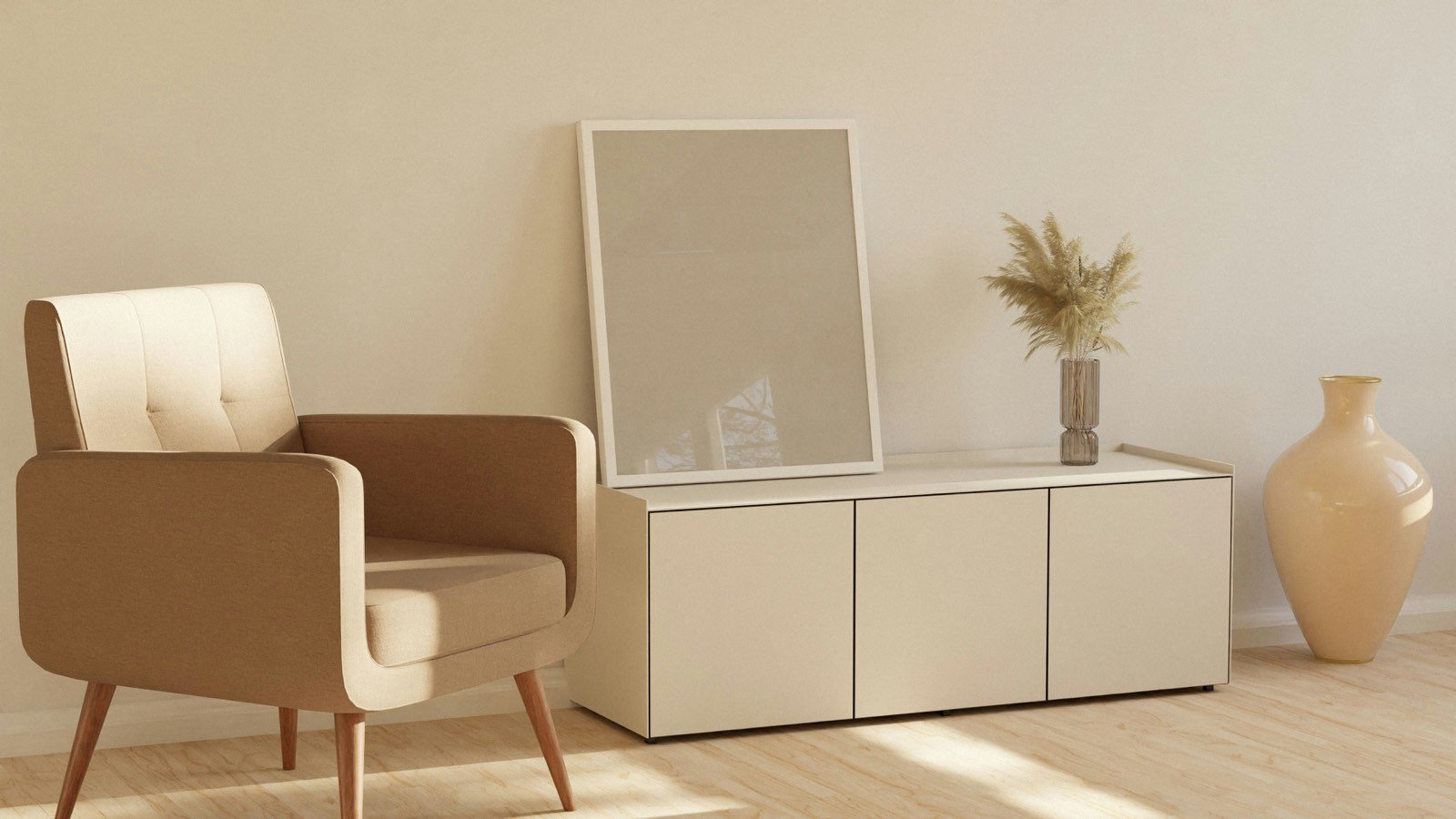 Architectural natural light streaming into a modern minimalist room
